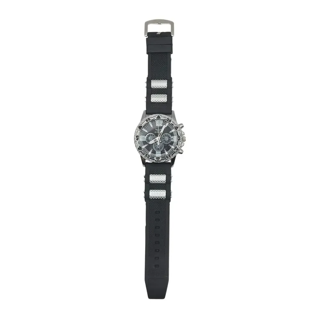 Zhowe Men's Quartz Sport Watch Black Silicone Rubber Band Analog Tested Works